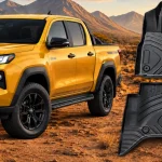 Toyota Hilux with black TPE floor mats